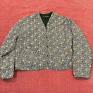 Quilted wm’s m Universal Thread Floral Blazer - Green and Yellow